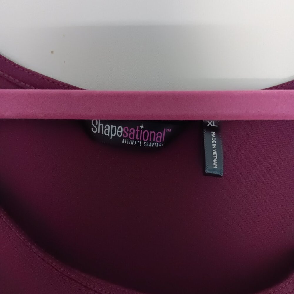 Shapesational Women's Burgandy Dress Size XL Midi Short Sleeve Body Forming - Picture 6 of 6